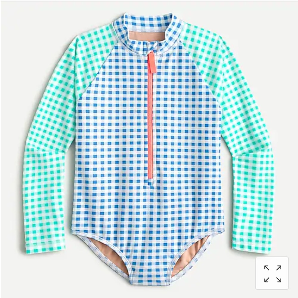 J Crew long sleeve swimsuit in cerulean, size 4-5y